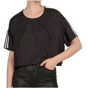 The Kooples SPORT, Silk Blend Micro Flowers Black and White top size 2 (M)